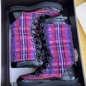 Coach Purple Plaid Snow Boots | Peggey